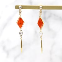 イヤリング・ピアス｜ひし形とスティック｜オレンジ