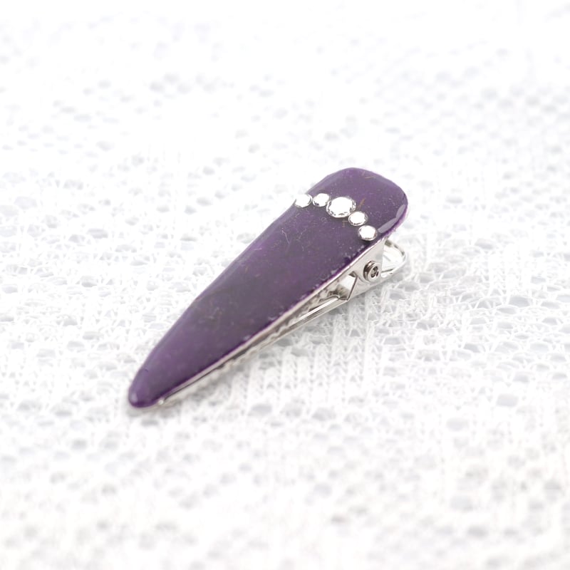ヘアクリップ｜クリスタルガラス｜紫 | POOPOOPAPER accessory