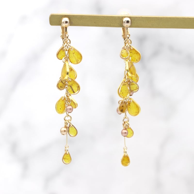 黄色　ビジュー　パヴェボール　ピアス　イヤリング　メモリーオイル　アロマオイル 黄色 ビジュー パヴェボール ピアス イヤリング メモリーオイル