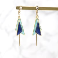 イヤリング・ピアス｜三角とスティック｜水色・青