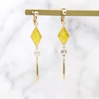 イヤリング・ピアス｜ひし形とスティック｜黄色