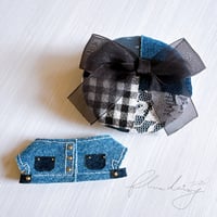 denim ジャケット・ベレー帽セット 【ブルー×ゴールド】