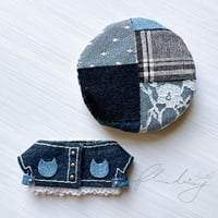 denim ジャケット・ベレー帽セット 【ネイビー×ゴールド】