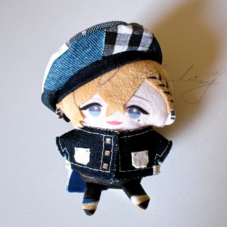 denim ジャケット・ベレー帽セット 【ネイビー×クリスタル】