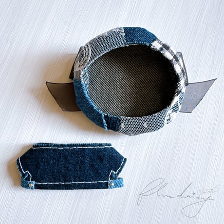 denim ジャケット・ベレー帽セット 【ネイビー×シルバー】