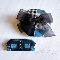 denim ジャケット・ベレー帽セット 【ネイビー×ゴールド】