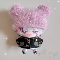 denim ジャケット・アニマルニット帽セット 【ブラック×ゴールド&パープル】