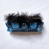 denim ジャケット もけもけblack単品【ネイビー×シルバー】