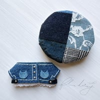 denim ジャケット・ベレー帽セット 【ブルー×シルバー】