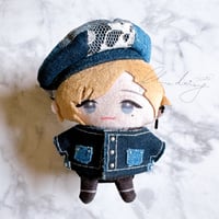 denim ジャケット・ベレー帽セット【ネイビー×シルバー】