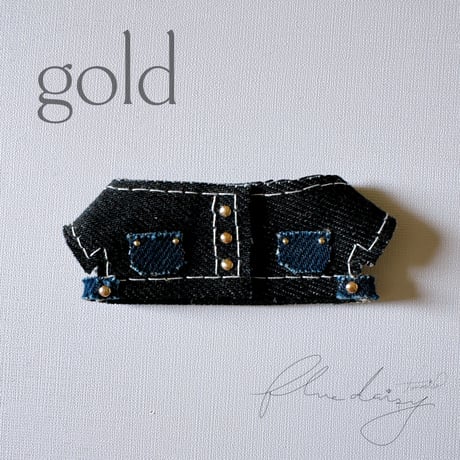 denim ジャケット 単品【ブラック×ゴールド】