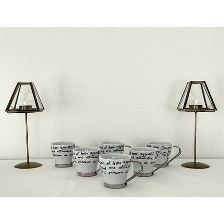 デッドストック　フランス語入り ビストロ　　コーヒーカップ６set