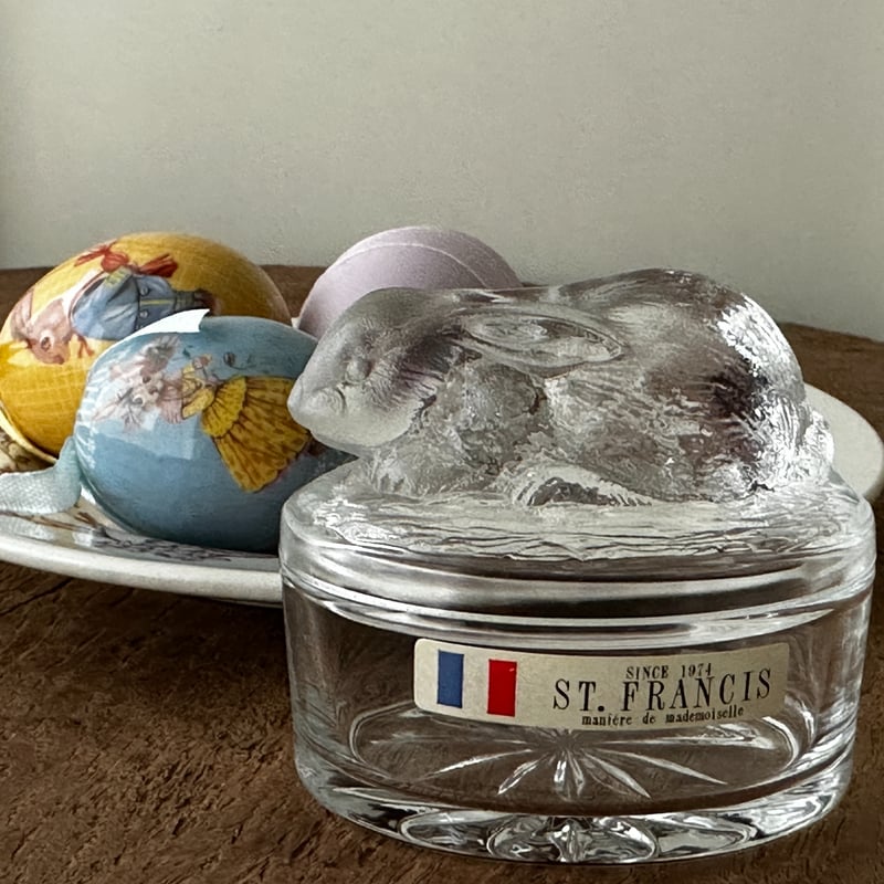 フランス ヴィンテージ ガラス製 ウサギの小物入れ | glacé nomivis