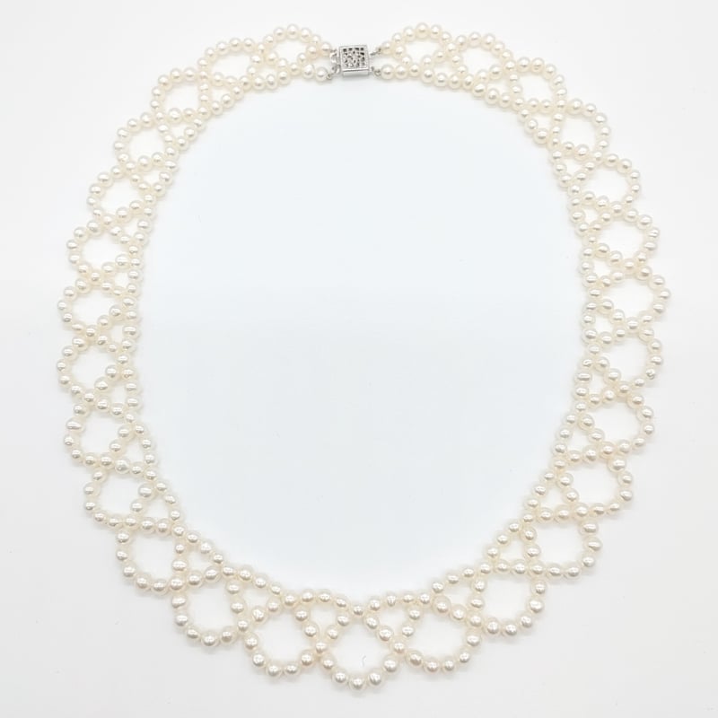 編み込みパールのカラーネックレス（つけ襟風） | KJM-pearl