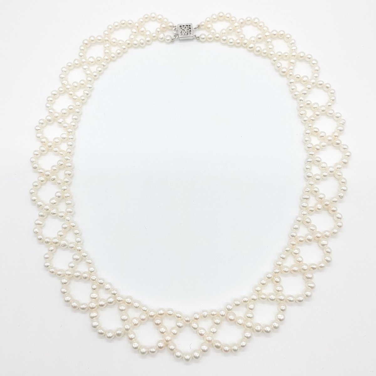 編み込みパールのカラーネックレス（つけ襟風） | KJM-pearl