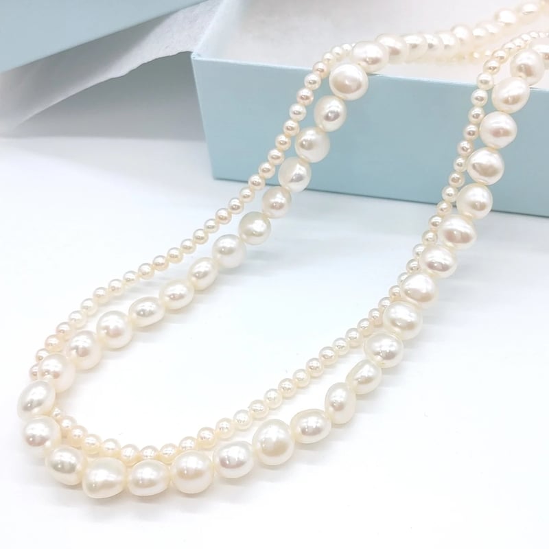 ぷっくりパールのホワイト2連ネックレス | KJM-pearl