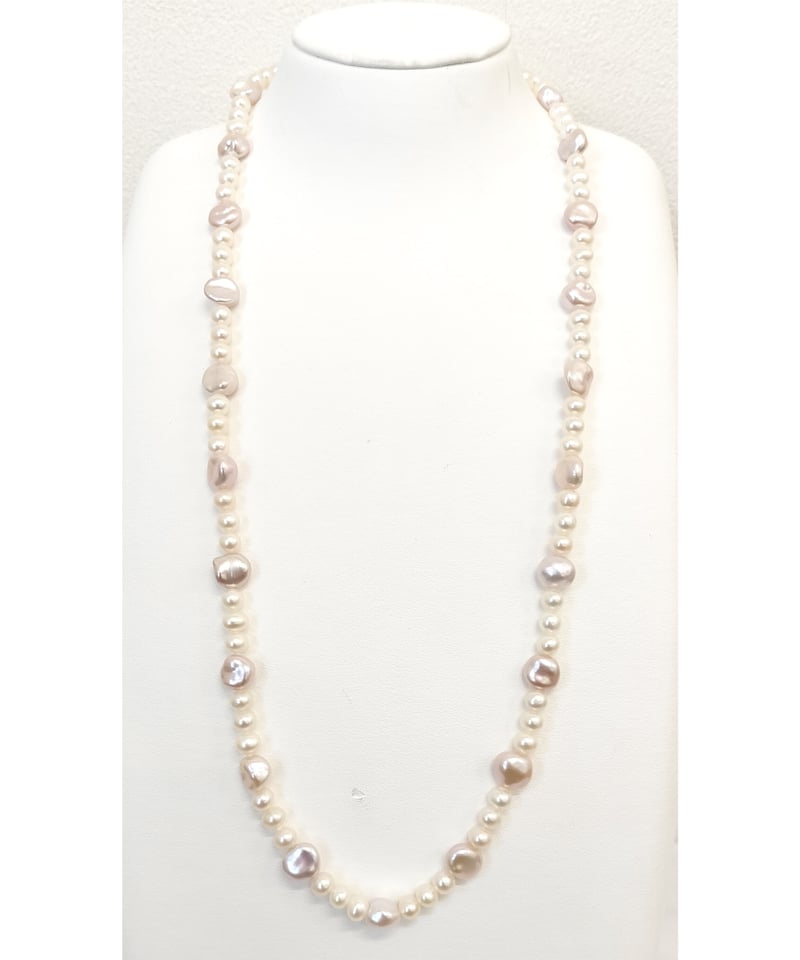 つやつやピンクパールのステーションネックレス | KJM-pearl 