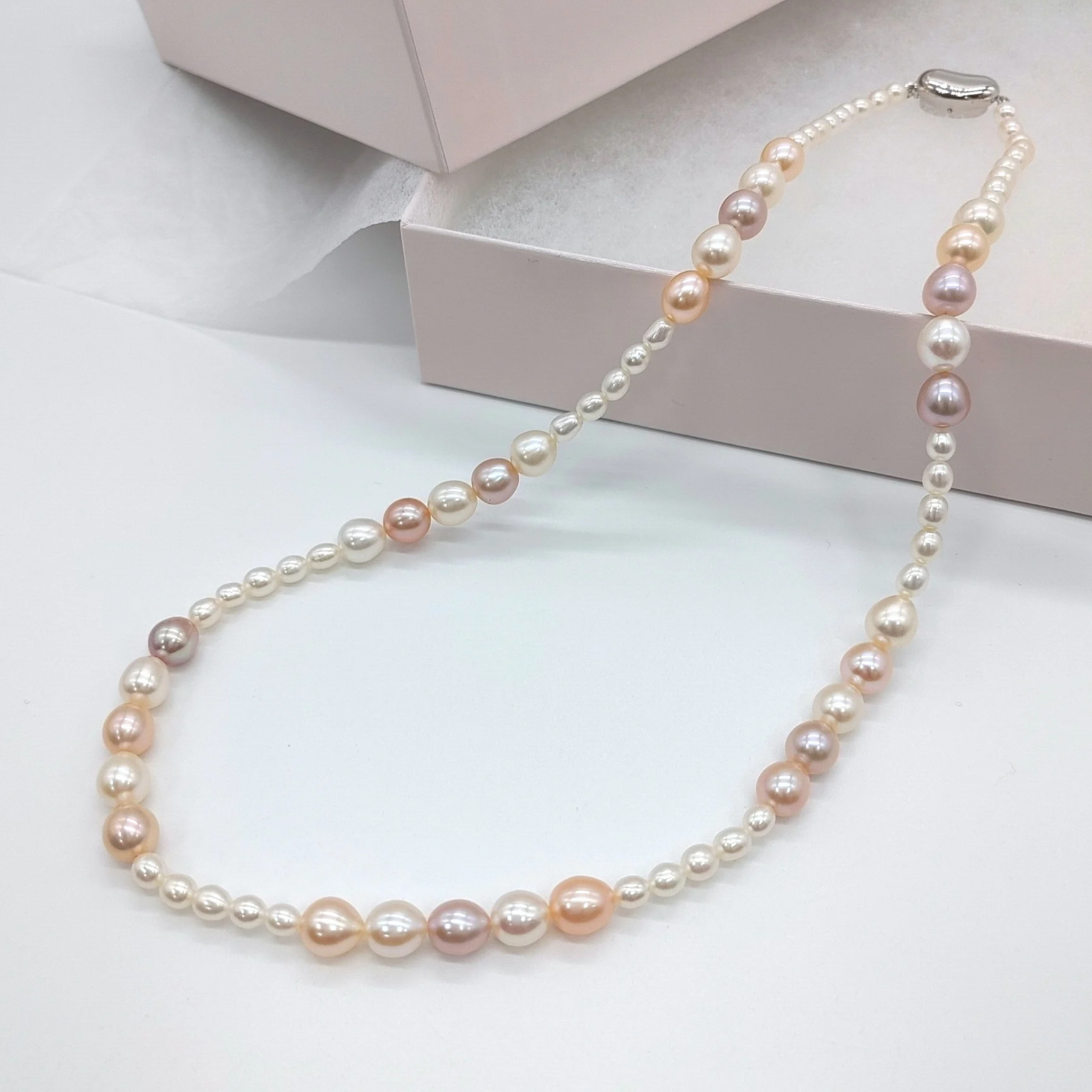 マルチカラーのライス ステーションネックレス | KJM-pearl