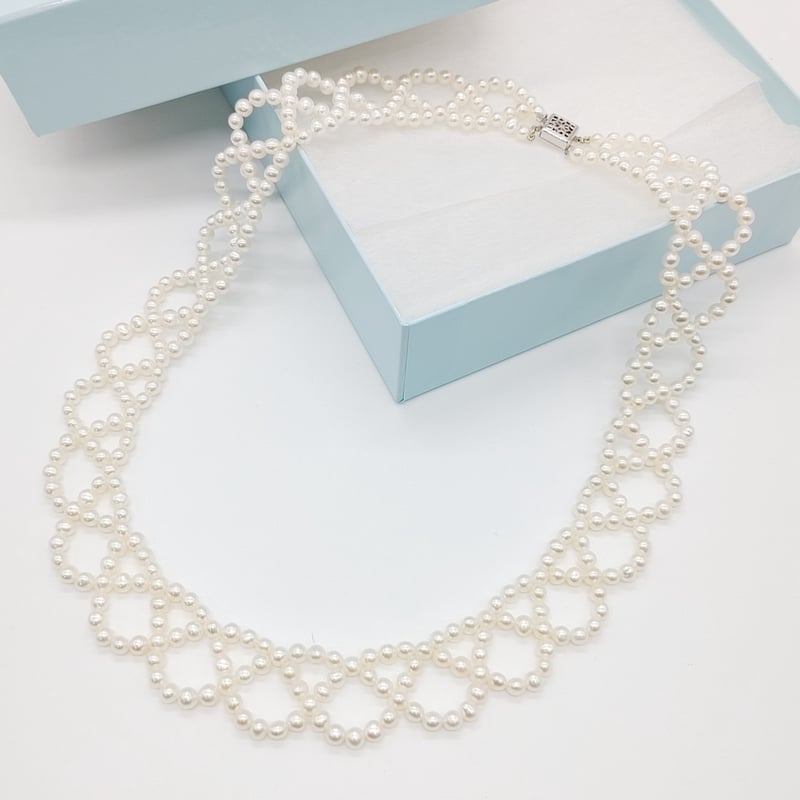 編み込みパールのカラーネックレス（つけ襟風） | KJM-pearl