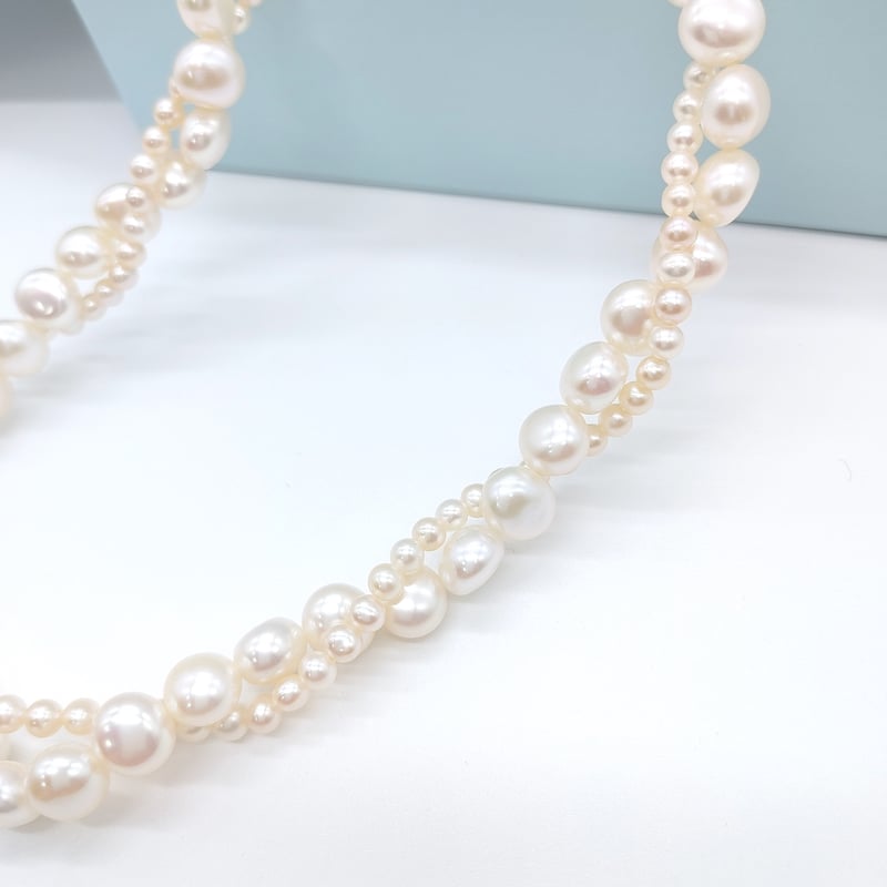 ぷっくりパールのホワイト2連ネックレス | KJM-pearl