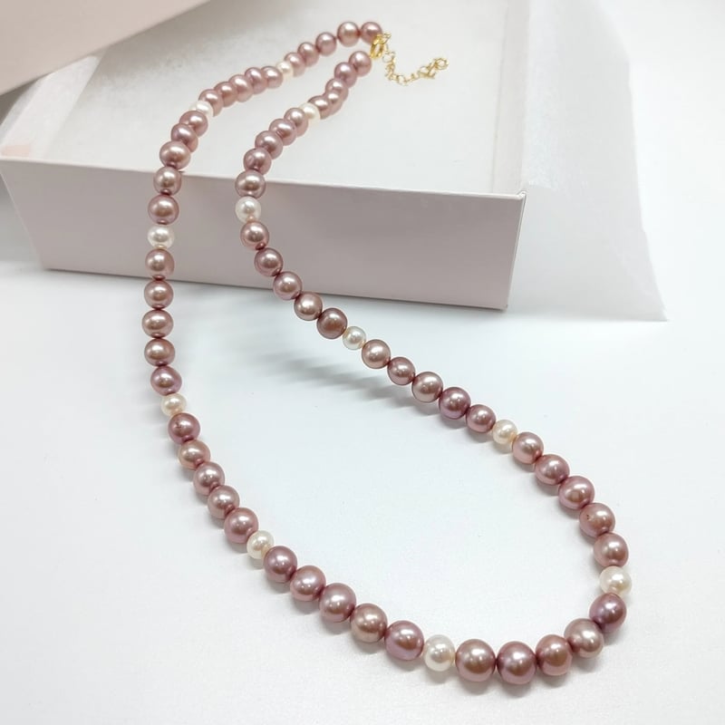 秋の葡萄色パール（染め）ネックレス | KJM-pearl