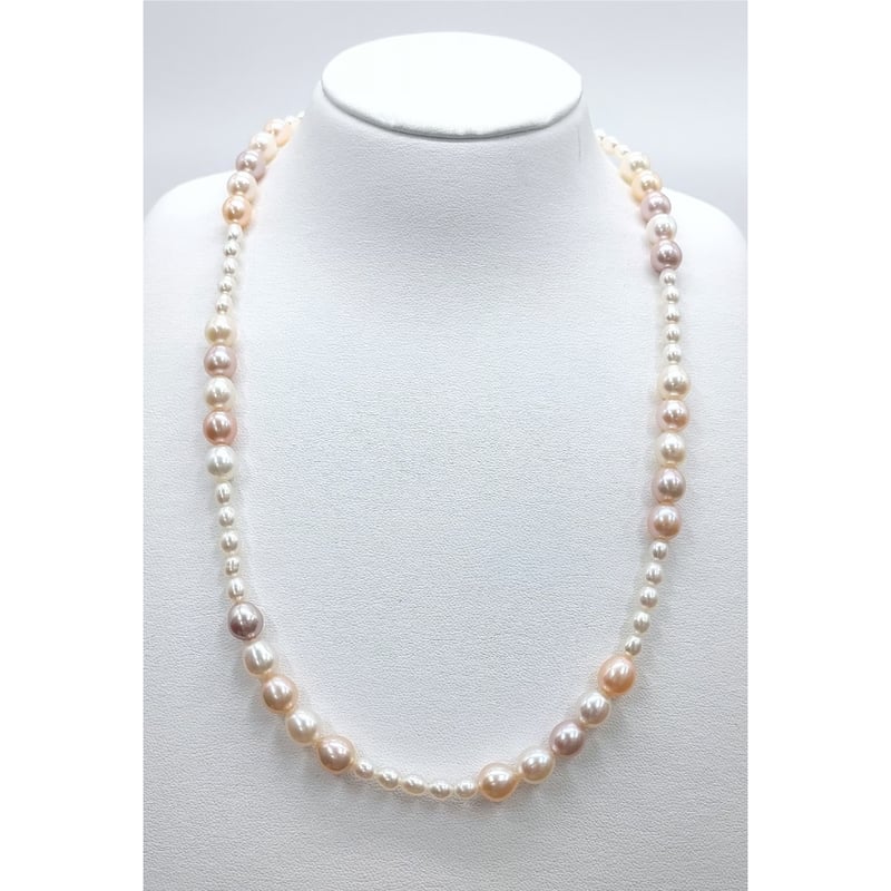 マルチカラーのライス ステーションネックレス | KJM-pearl
