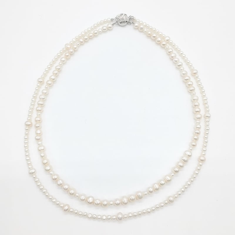 2連 ホワイトパールデザインネックレス | KJM-pearl