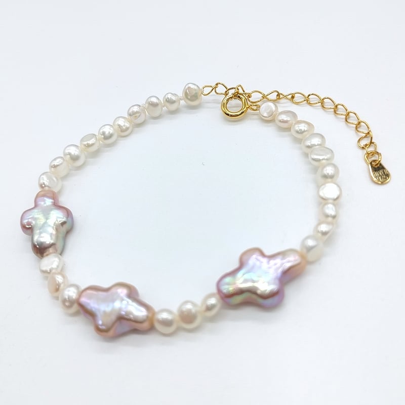 ナチュラルカラークロスのシンプルブレス | KJM-pearl
