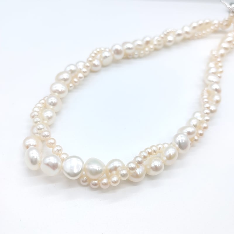 ぷっくりパールのホワイト2連ネックレス | KJM-pearl