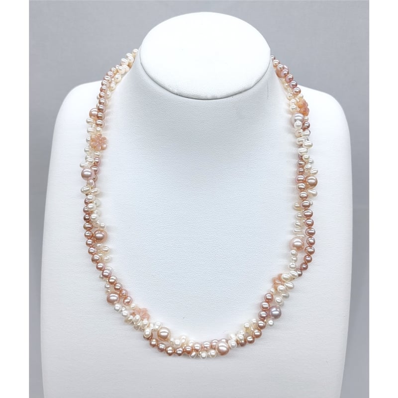 2連 ピンクのラブリーネックレス | KJM-pearl