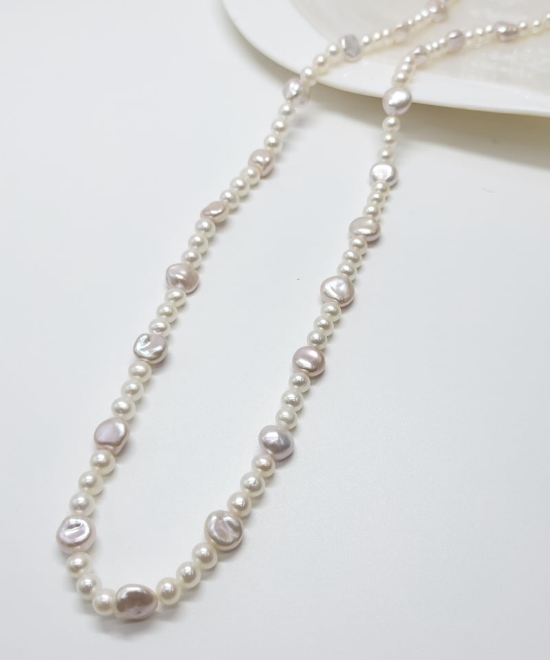 つやつやピンクパールのステーションネックレス | KJM-pearl 