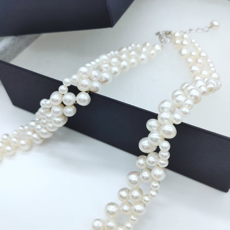 編み込みパールのネックレス | KJM-pearl