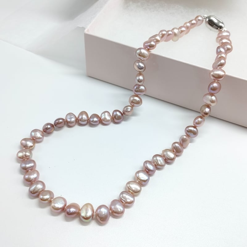 ナチュラルピンクバロックのシンプルネックレス | KJM-pearl