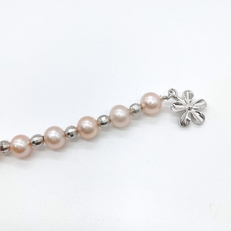 桃色パールのお花ラリエットネックレス | KJM-pearl