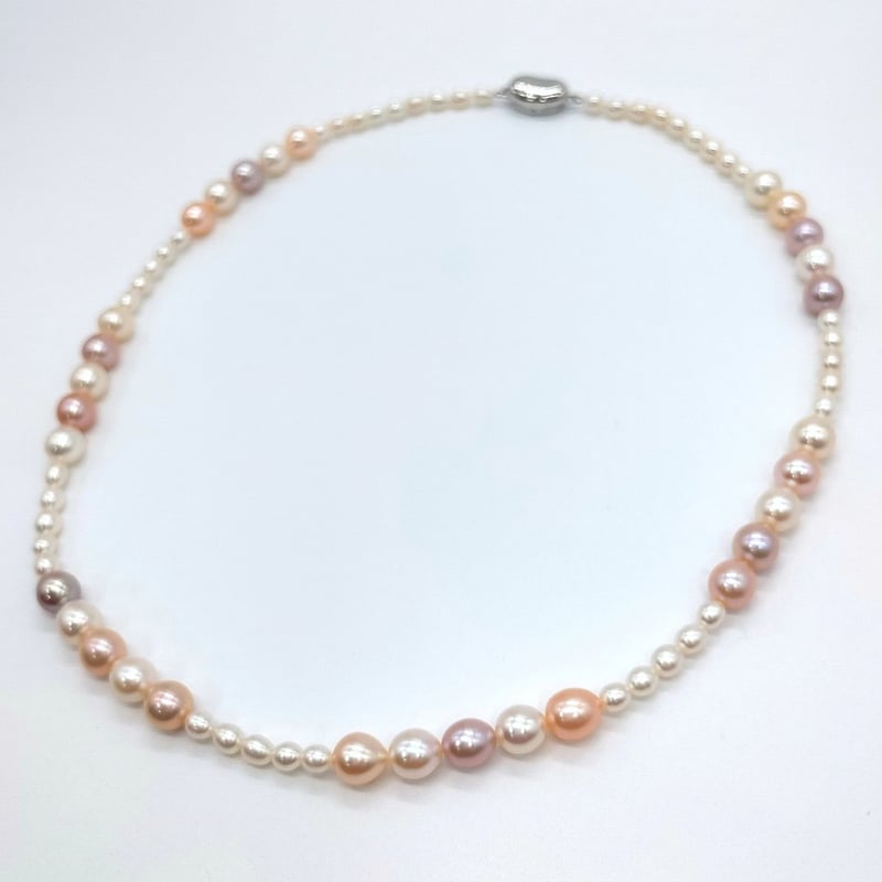 マルチカラーのライス ステーションネックレス | KJM-pearl