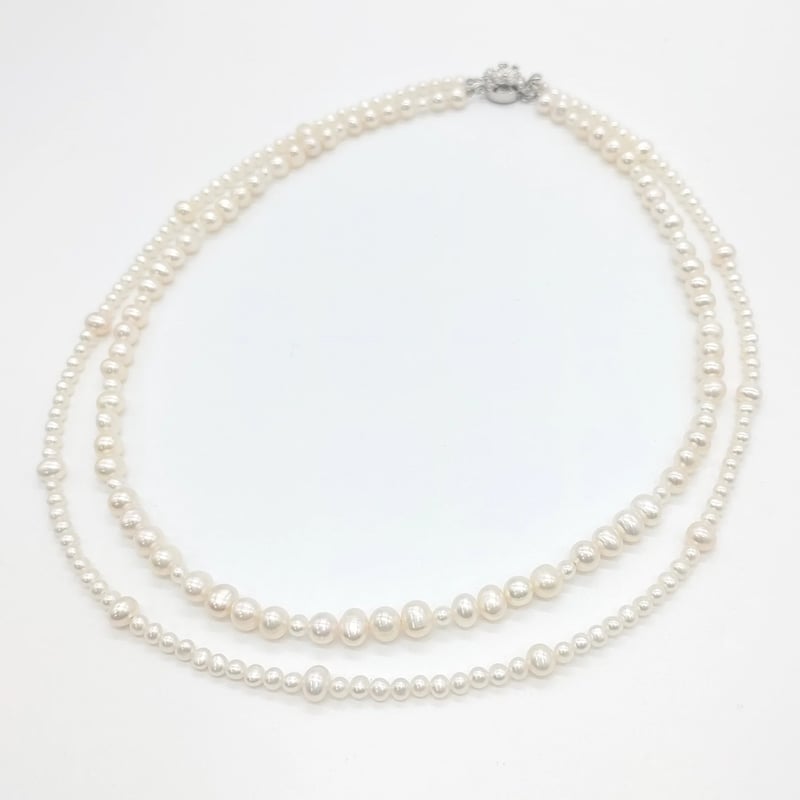 2連 ホワイトパールデザインネックレス | KJM-pearl