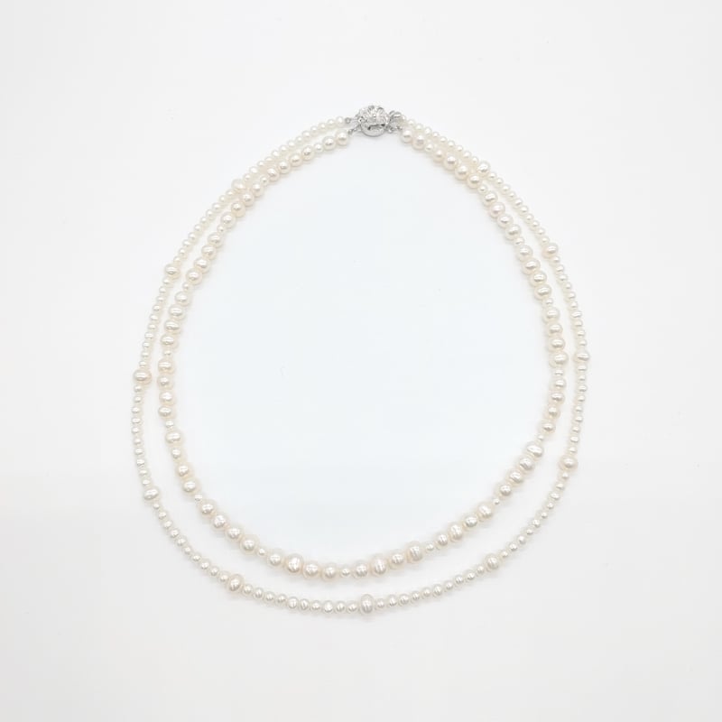 2連 ホワイトパールデザインネックレス | KJM-pearl