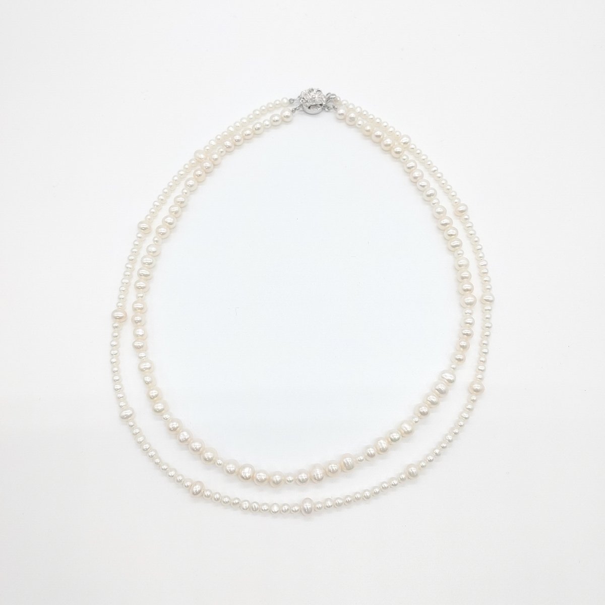 2連 ホワイトパールデザインネックレス | KJM-pearl