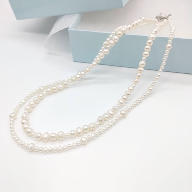 2連 ホワイトパールデザインネックレス | KJM-pearl