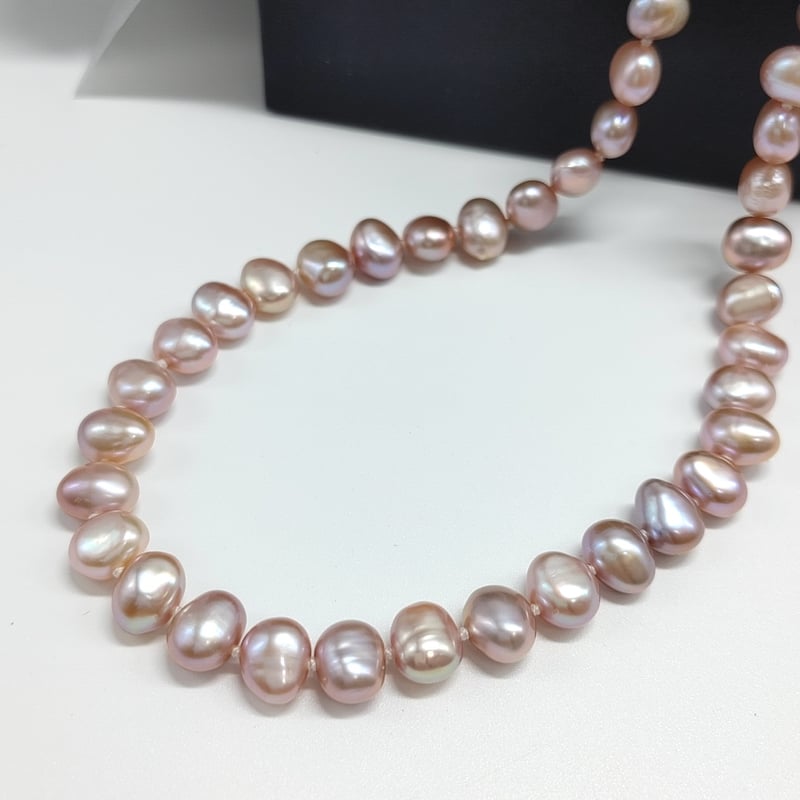 YOSIMORI製ピンクパールネックレス シルバークラスプ ナチュラルピンクバロックのシンプルネックレス | KJM-pearl