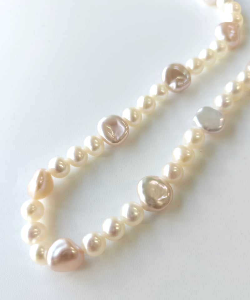 つやつやピンクパールのステーションネックレス | KJM-pearl 