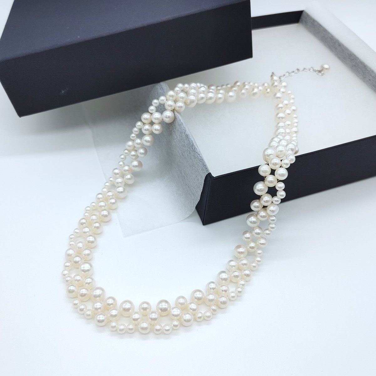 K14 パールネックレス 編み上げ　約38cm 30g 編み込みパールのネックレス | KJM-pearl