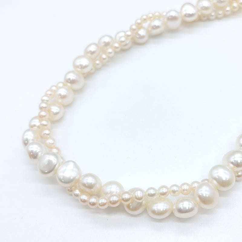 ぷっくりパールのホワイト2連ネックレス | KJM-pearl