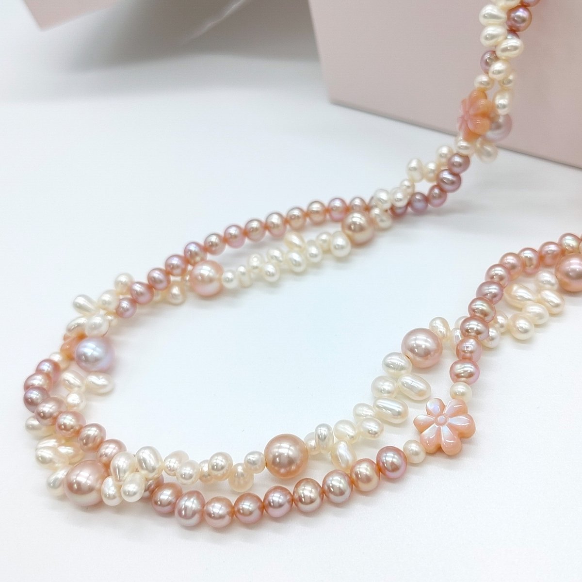 2連 ピンクのラブリーネックレス | KJM-pearl