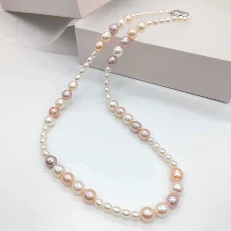 マルチカラーのライス ステーションネックレス | KJM-pearl