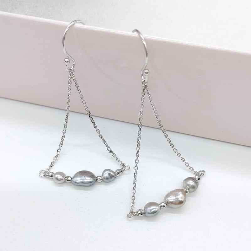 タヒチ ケシパール 揺れるピアス | KJM-pearl