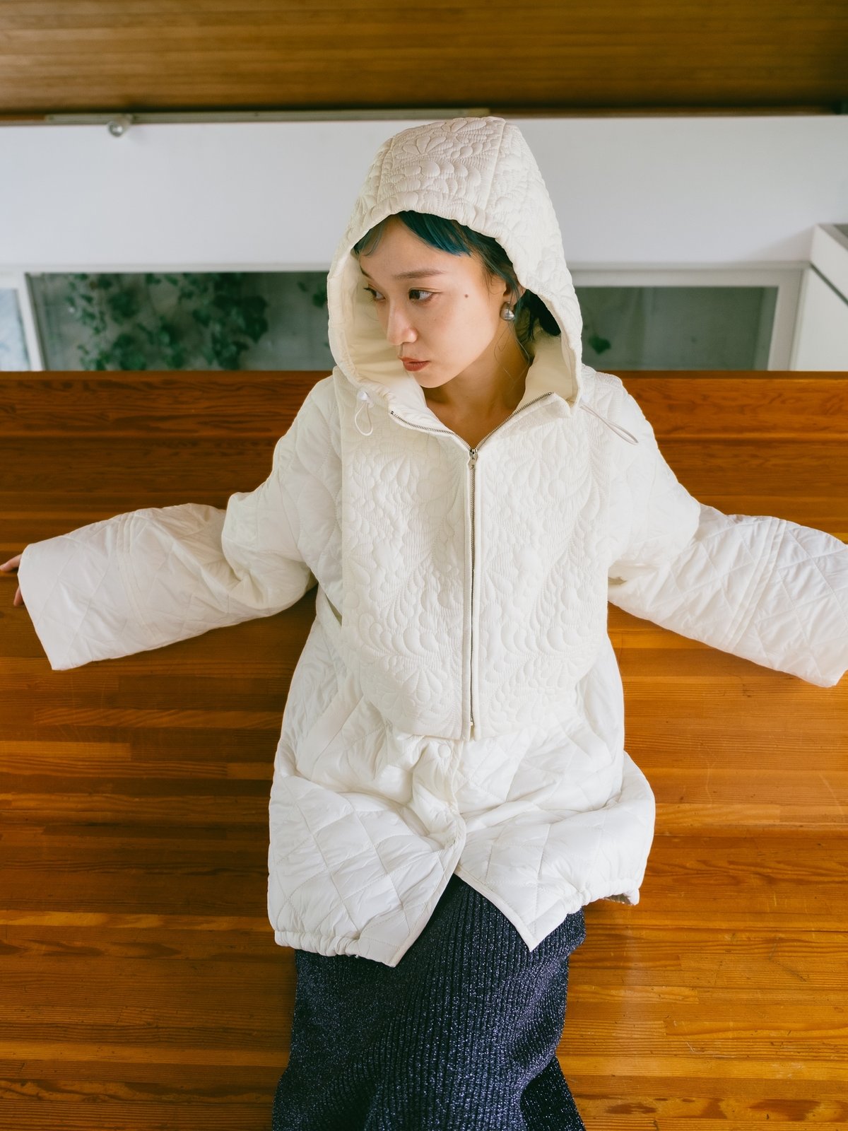 超美品eLLaキルティングケープコート eLLa quilting cape coat