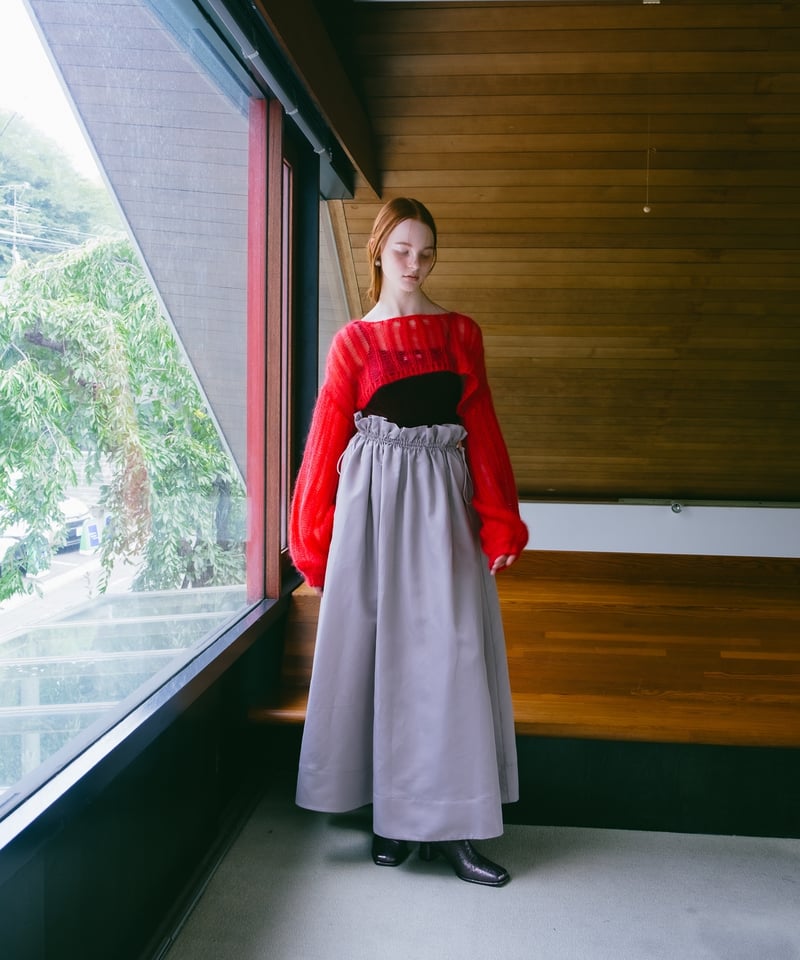 Taffeta Gather Skirt | Light Gray | ELLA CANTARIA