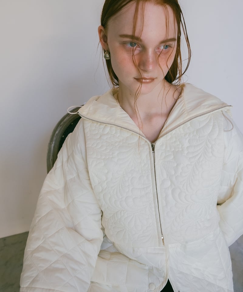 Flower Vest 2way Quilting Coat | Ivory | ELLA C