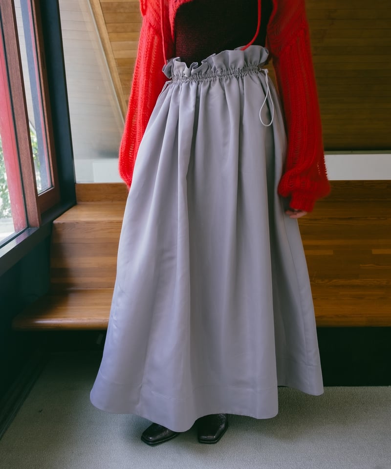 Taffeta Gather Skirt | Light Gray | ELLA CANTARIA